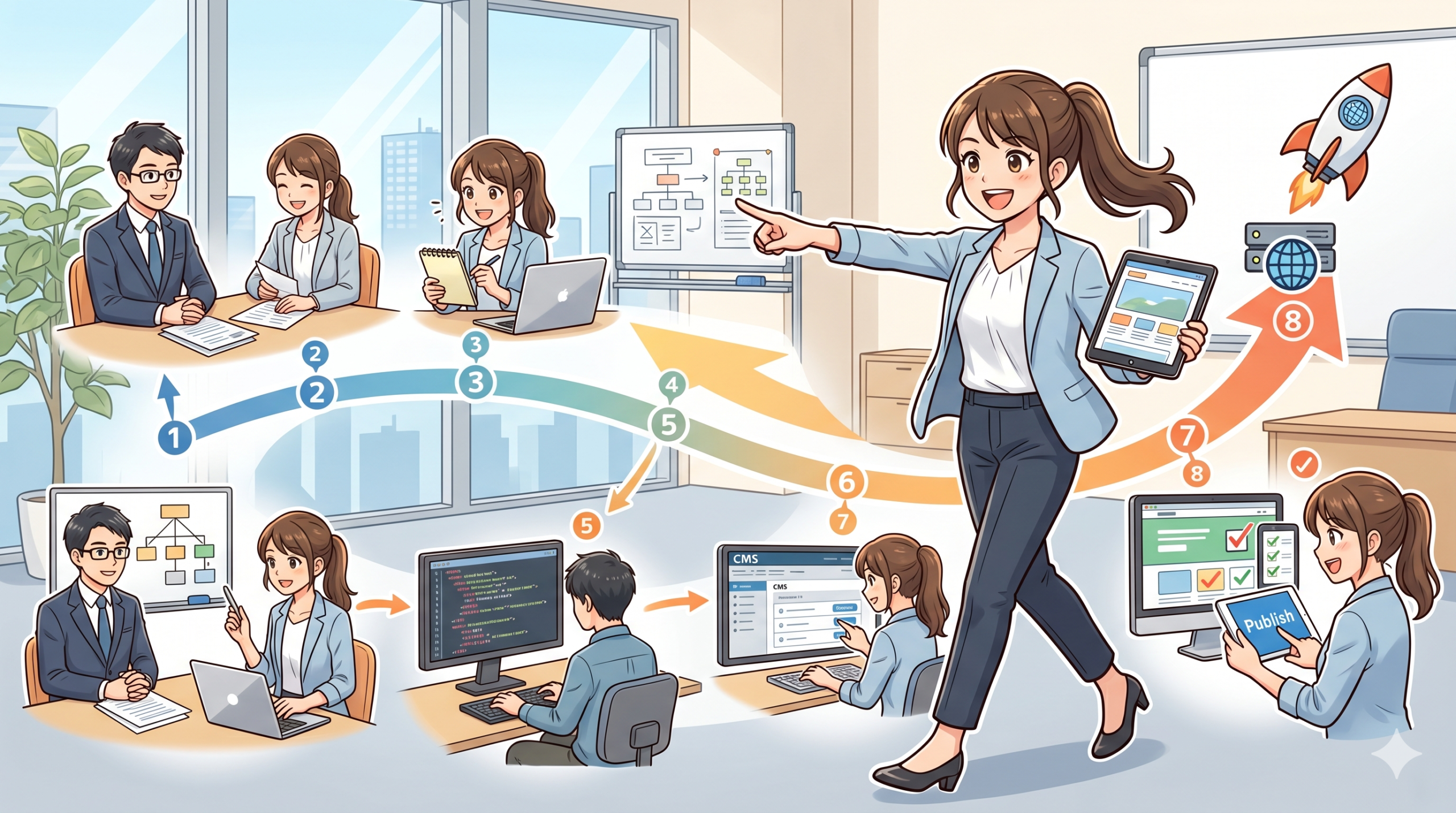 Webサイト制作の流れを徹底解説【全8ステップ】発注から公開まで担当者がすべきことを完全ガイド
