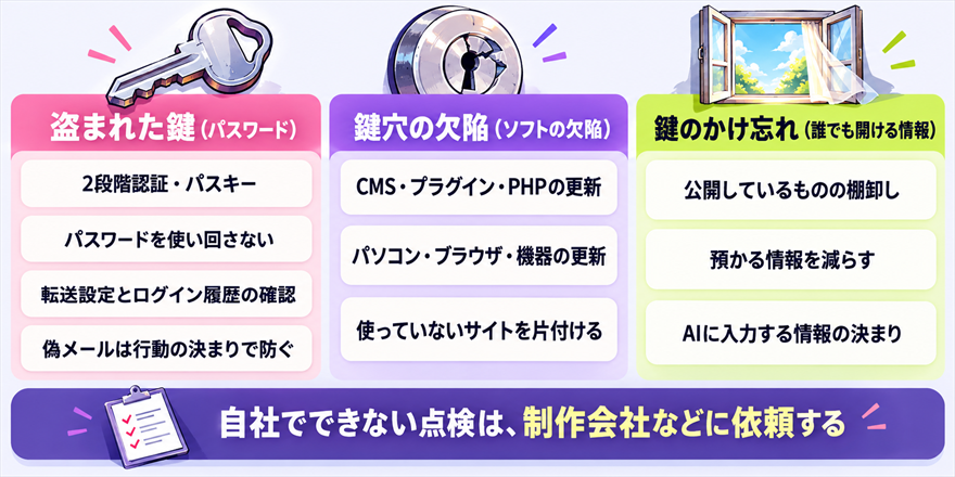 3つの入られ方と、それぞれに効く対策の対応表
